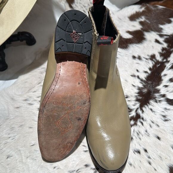 Red Diamond Leather Chelsea Boot Beige Size 28 A11 - Picture 8 of 11